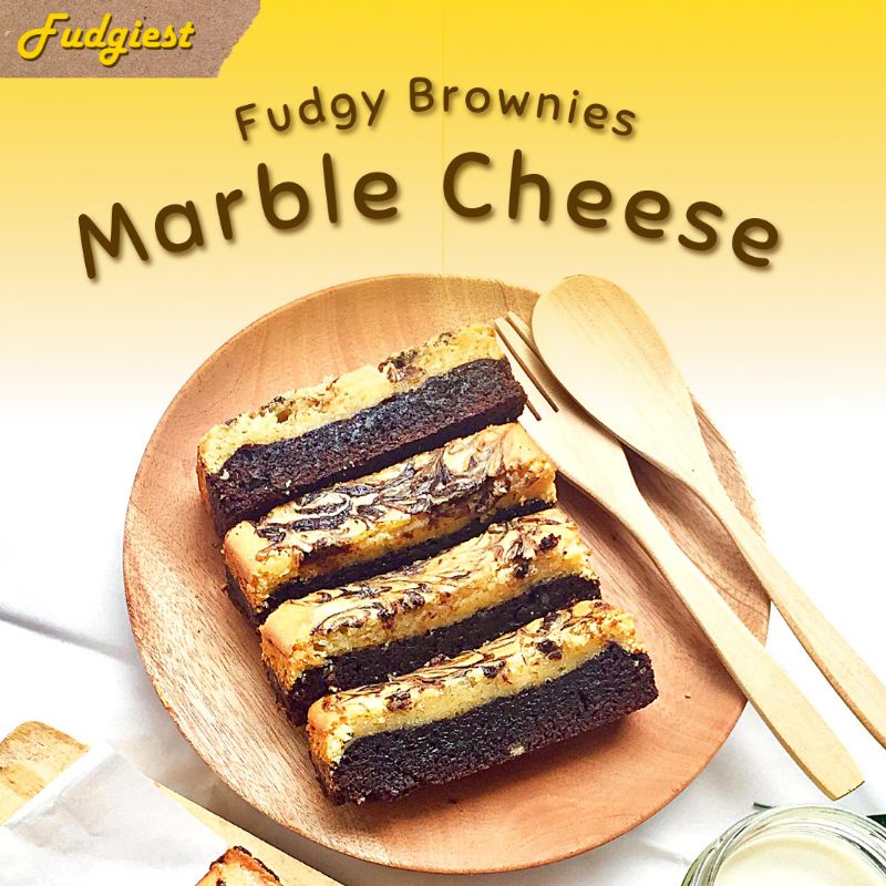 

Fudgy Brownies Marble Cheese / Brownies Cream Cheese / Brownies Panggang 20*10 cm