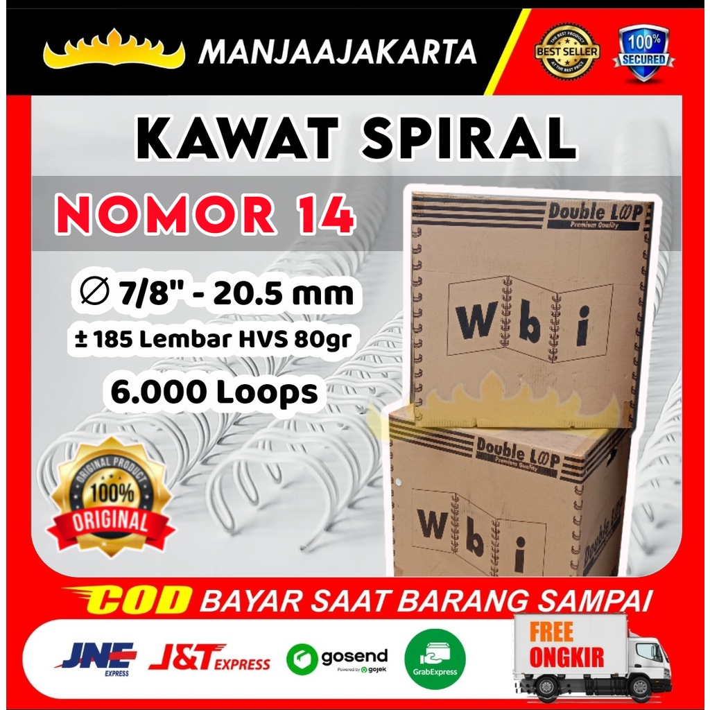 Ring Spiral WBI 14 Putih Kawat Spiral 7/8 Putih Spiral Kawat Spool Spiral Notebook Spiral Ring Binder Jilid Buku Agenda Kawat Jilid Buku Kawat Binder Spiral Kawat WBI Jilid Spiral Kawat Notebook Spiral Jilid  Buku Notebook Spiral Double Wire