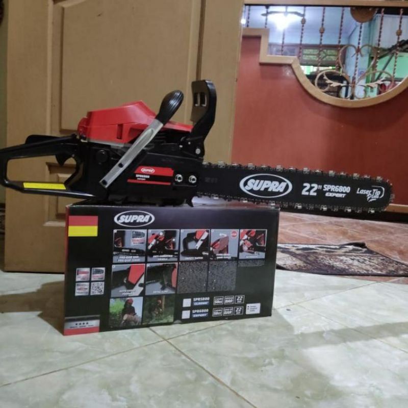 SUPRA SPR 6800 Mesin chain saw 22 inch bar laser gergaji pohon