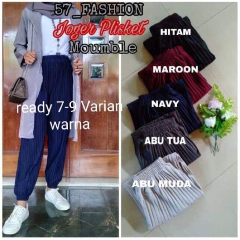 Celana joger plisket wanita