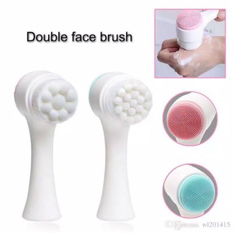 COD TERMURAH ALAT PEMBERSIH WAJAH 2 in 1 BRUSH 2 SISI BULU SIKAT HALUS