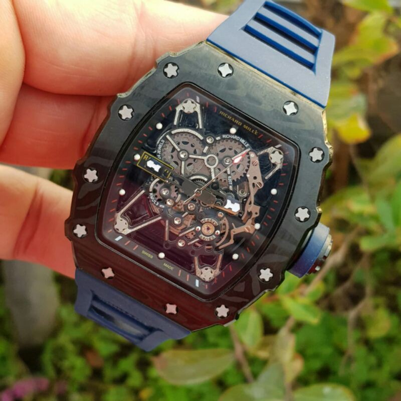 RM-3501 Blue Premium Clone Chronograph Body Carbon Automatic Miyota Japan Garansi