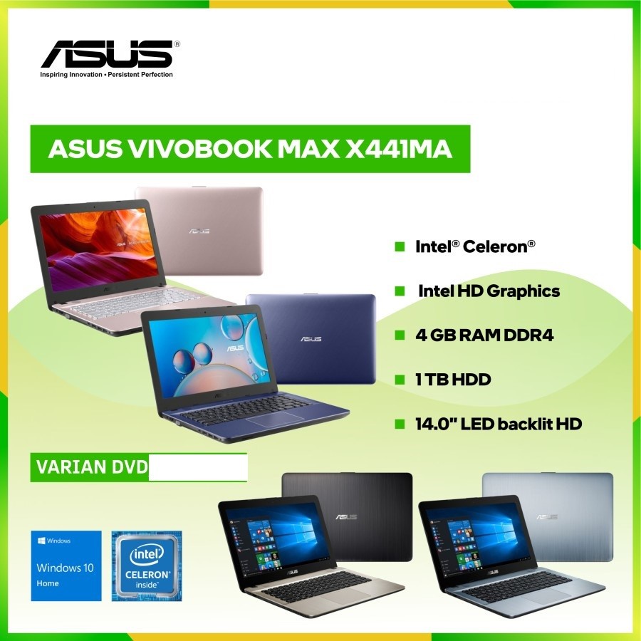 PROMO LAPTOP BARU!!!!  LAPTOP ASUS X441B AMD A4-9125 4GB 1TB 14&quot; WIN10 RESMI