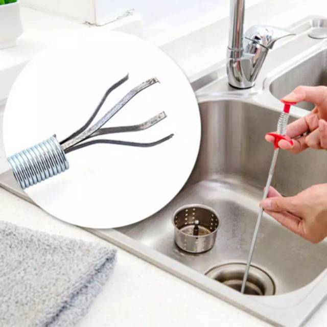 Kait pegas alat pembersih saluran pipa anti sumbat wastafel/toilet -  sink drainer clogged tool