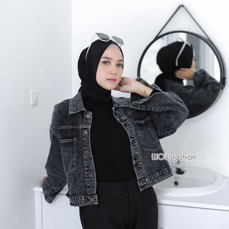 WOW-Veksa Jaket Jeans Oversize Wanita - Jaket Jeans Wanita