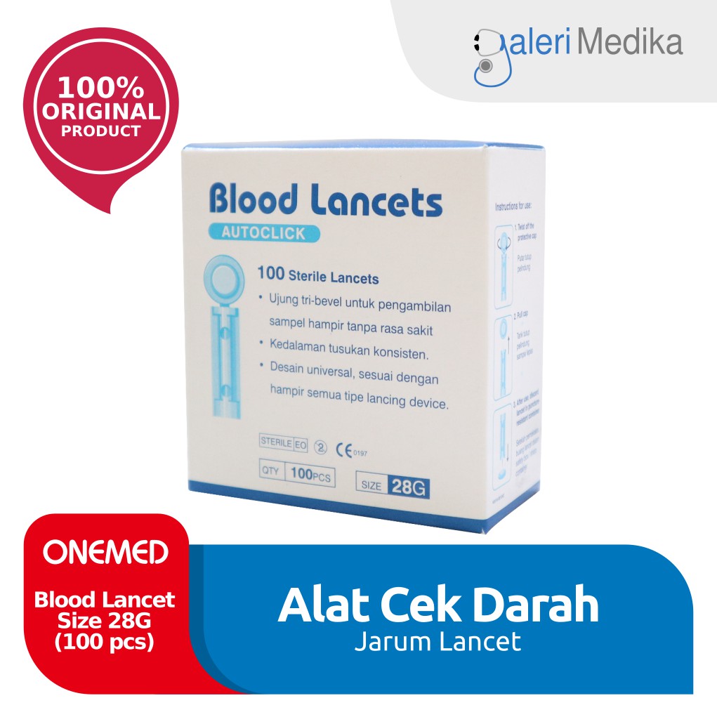 Onemed Lancet - Jarum 28 G - Isi 100