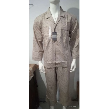 piyama lengan panjang la mirage katun pria dewasa coklat
