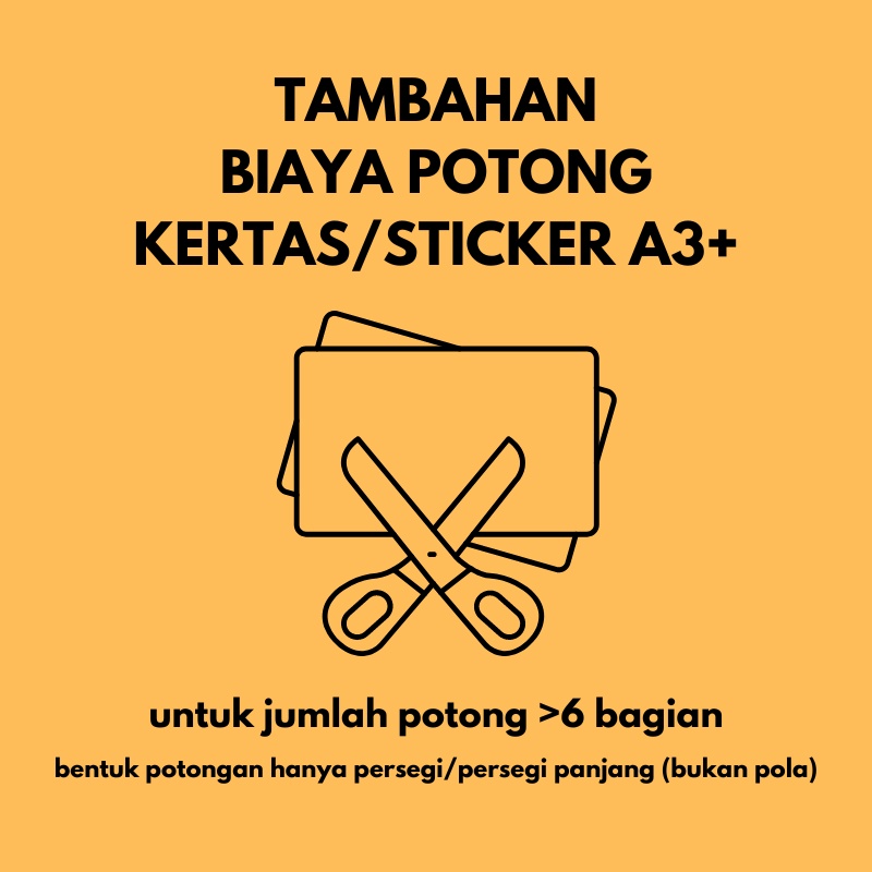 

Tambahan Biaya Potong Cetakan A3+ - Potong Kertas - Potong Sticker