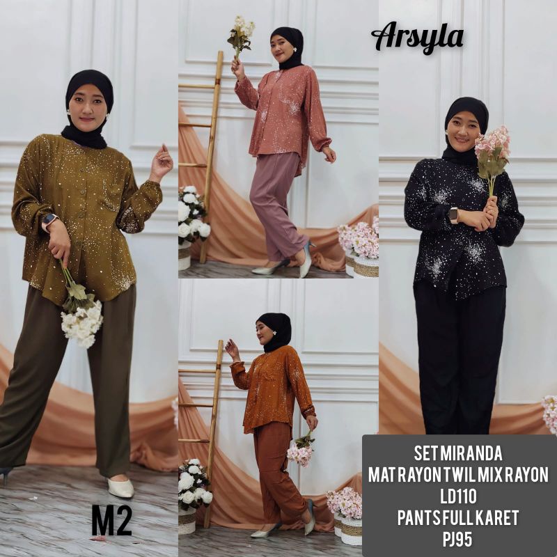 ONE SET MIRANDA//SETELAN ANDIN KOMBINASI//SETCEL RAYON TWILL//SET ARSYLA
