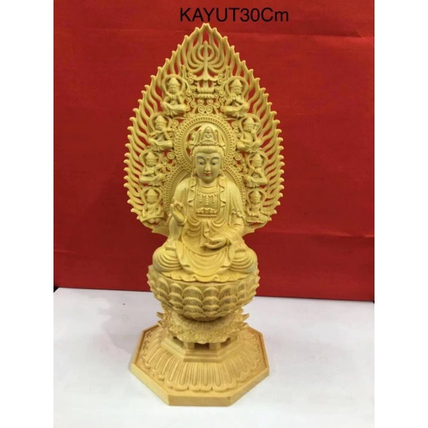 patung dewi kwan im kayu 12 inch
