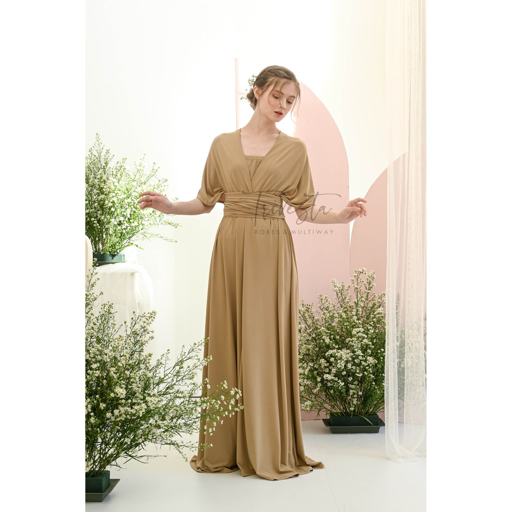 MAXI | TAN | MULTIWAY INFINITY CONVERTIBLE DRESS | FREE KEMBEN &amp; SPECIAL LONG SCRAFT