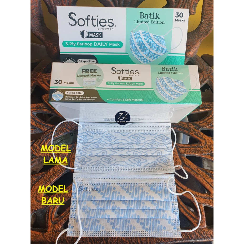 Masker Daily Mask Softies Motif Design Batik | Polos Ecer Repack Earloop 3 Ply ORIGINAL BARU GARANSI