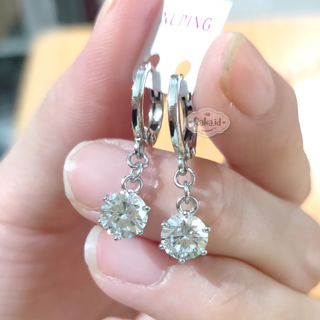 RAKA Acc - Jewelry Earrings Anting Clip / Klip Mata Satu Silver &amp; Gold Perhiasan 059