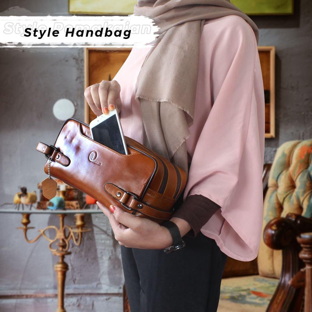 Tas Pouch Bag Clutch Bag Kulit Sapi Asli Pria Wanita Multifungsi AP02 ZIVAA ALICE LEATHER KULIT SAPI ASLI PREMIUM STYLISH WATERPROOF KUALITAS TERJAMIN MEMUASKAN