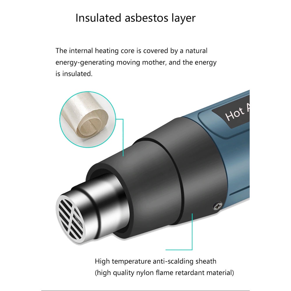 ZHCY Electric Hot Air Gun Dryer Heat Solder Thermal with LED Display 2000W - Green - 7ROT87GR