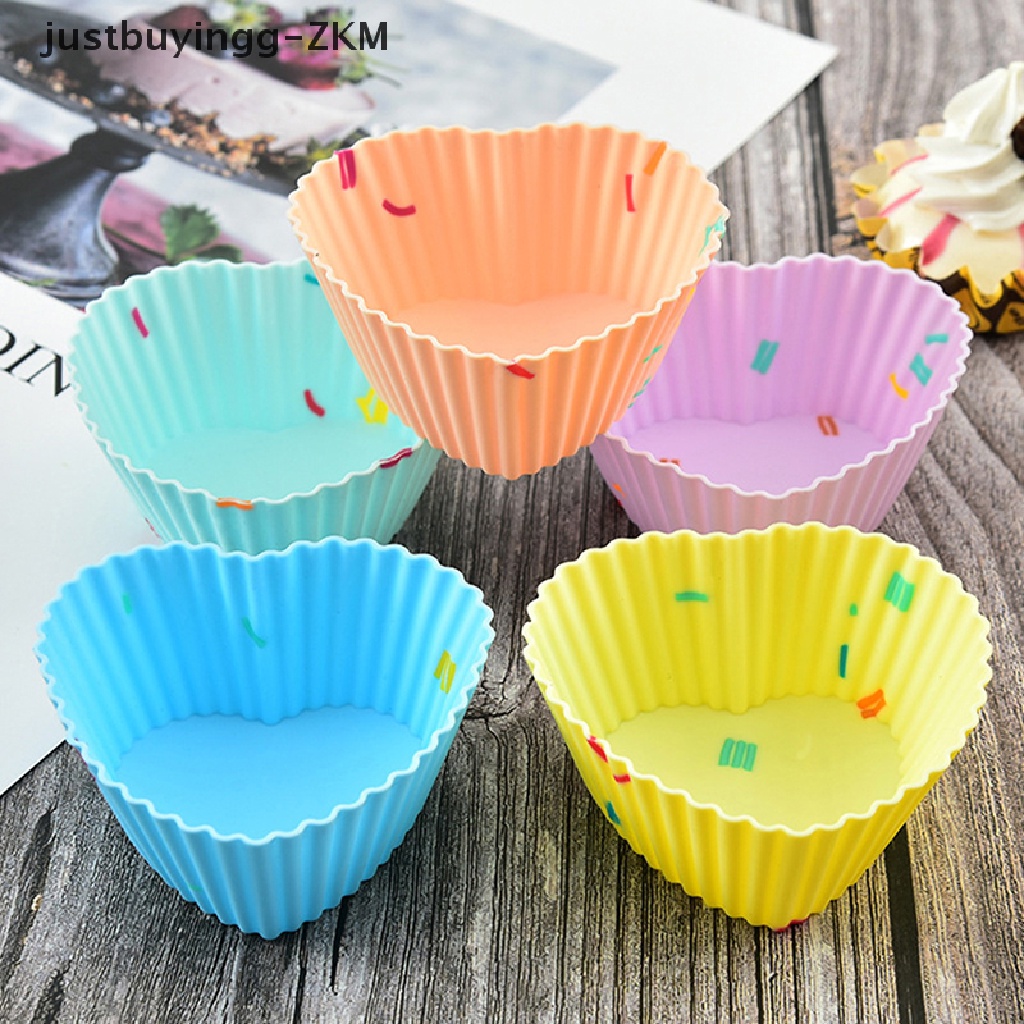 1 / 5pcs Cetakan Cupcake Muffin Bentuk Hati Bahan Silikon Untuk Alat Baking