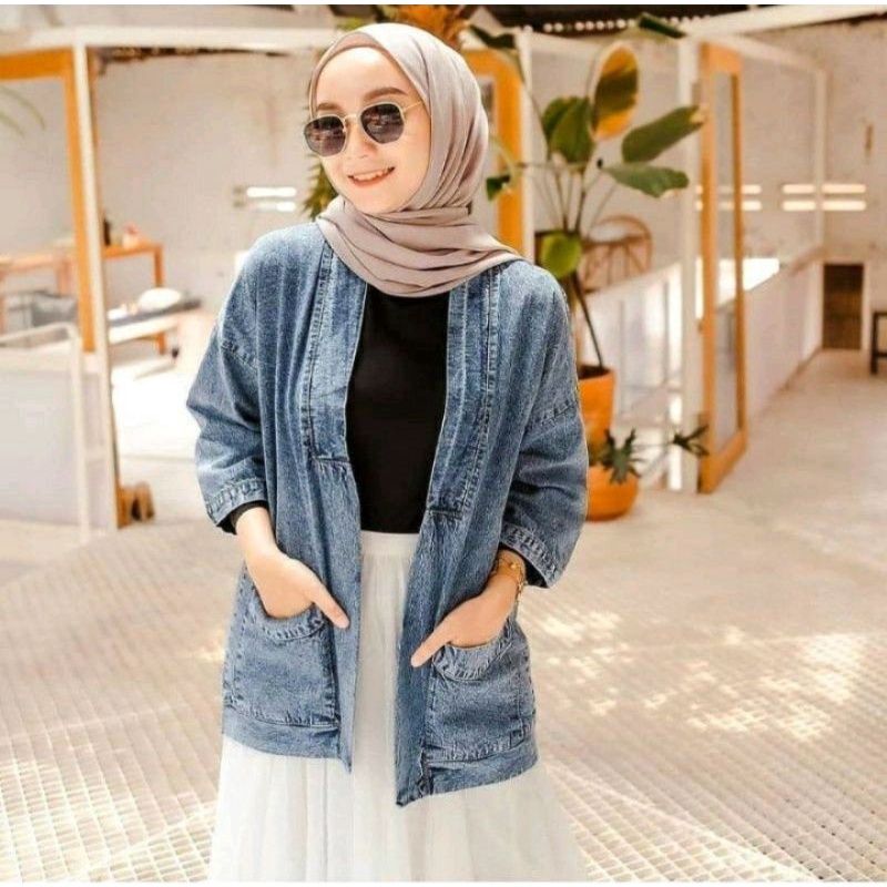 CARDIGAN JEANS WANITA/ OUTER CARDIGAN JEANS WANITA JUMBO/ OUTER JEANS DENIM/ WASHION WANITA