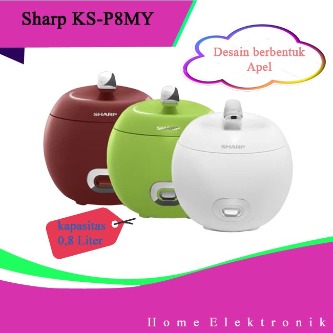 HARGA PROMO SHARP Rice Cooker APPLE 0.8 Liter - KS-P8MY / KS P8MY / KSP8MY FREE BUBLE WRAP
