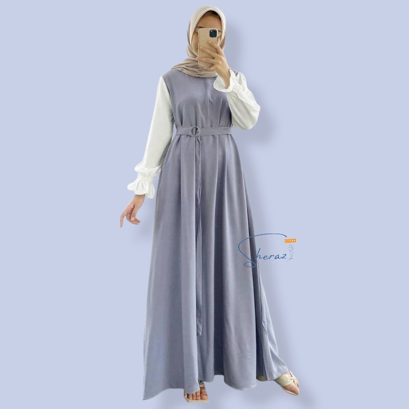 Gamis Remaja Jumbo Ld 120 130 140 Baju Gamis Dress Kondangan Wanita Terbaru Kekinian DAYANA MAXI-Grey