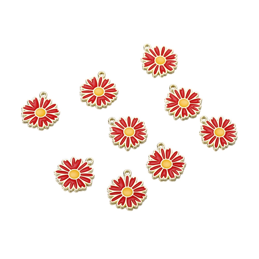 10pcs / Kantong Liontin Bunga Daisy Kecil Bahan Alloy Untuk Perhiasan DIY