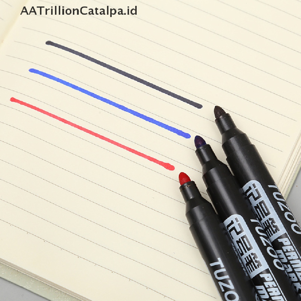 Aatrillioncatalpa 10pcs Spidol Permanen Anti Air Tinta Hitambirumerah