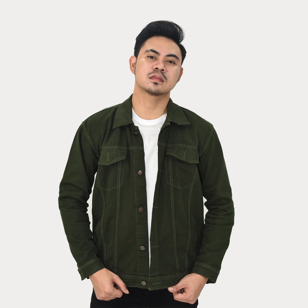 EMOLINE GREEN DENIM JACKET MEN JAKET JEANS PRIA HIJAU