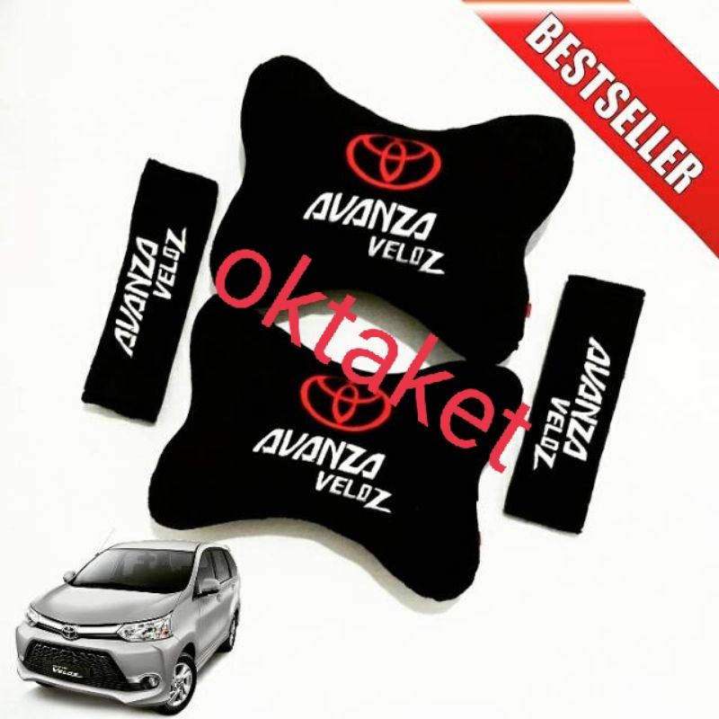 bantal mobil 2 in 1 sandaran leher Avanza Veloz headrest car set