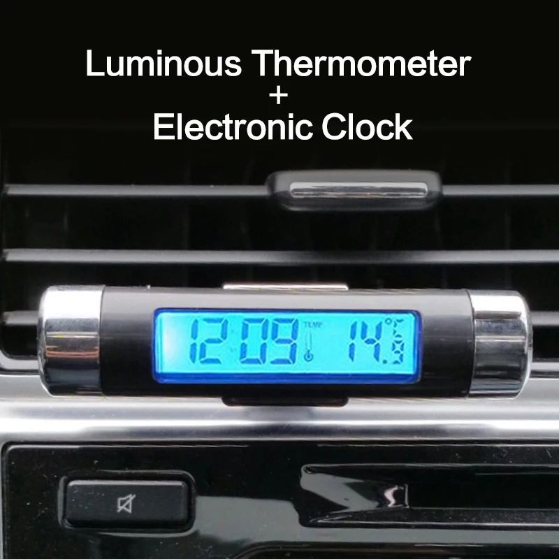 Thermometer Mobil Digital Backlight Otomotif  Jam Mobil