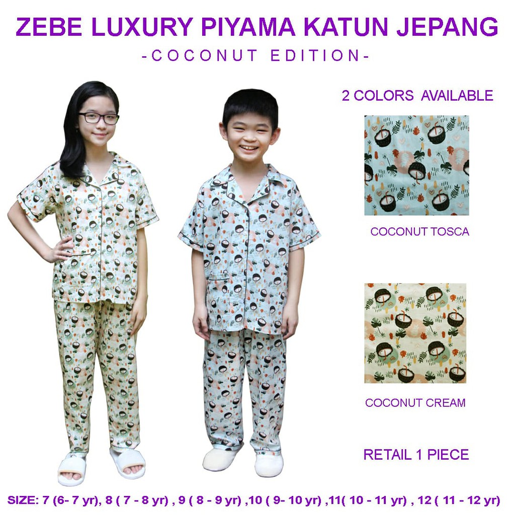 Zebe Luxury Piyama Katun Jepang - Coconut Edition