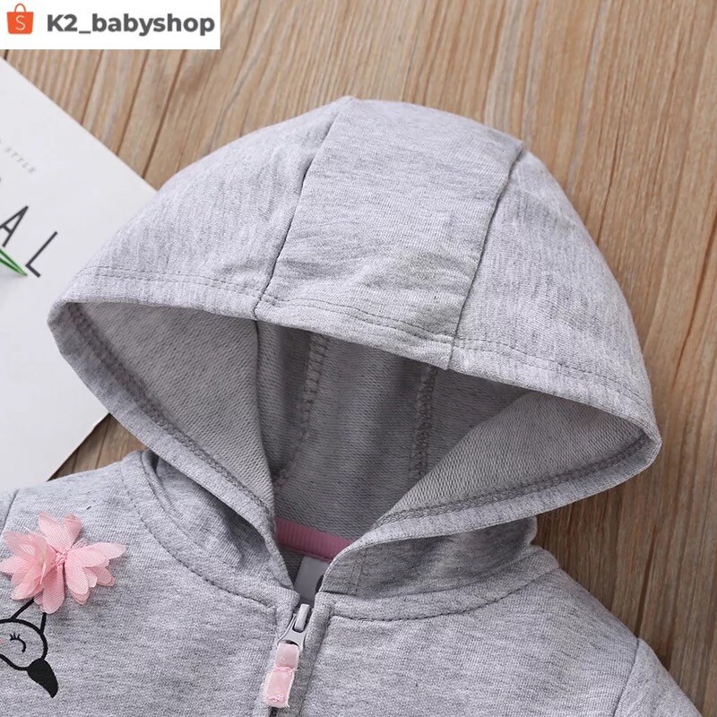 BABY K2 - BABY JAKET SET 3 IN 1 MOTIF FLAMINGO KODE 00003