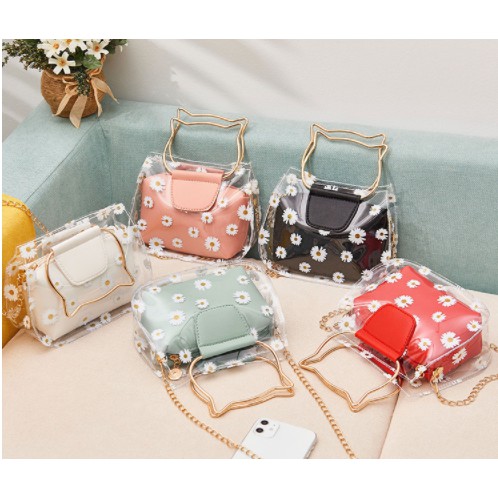 TAS SELEMPANG WANITA KEKINIAN 8814/ TAS SELEMPANG BUNGA / FLOWER BAG/ TAS SELEMPANG ALA KOREA