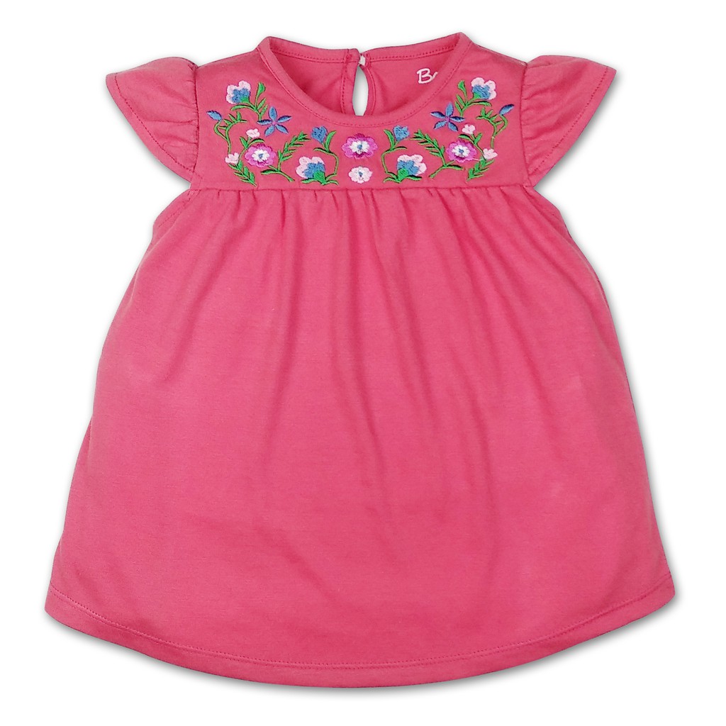 Bearhug Dress Anak Perempuan Emboridery XDD P1 Lengan Pendek 6-18M-Salem P1-XDD410B