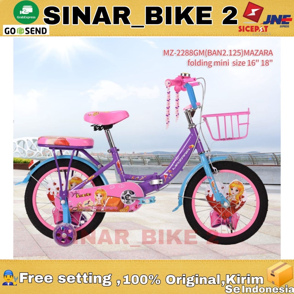 Sepeda Lipat Anak Mini Mazara Keranjang 16 &amp; 18 Inch Usia 4-8 Tahun