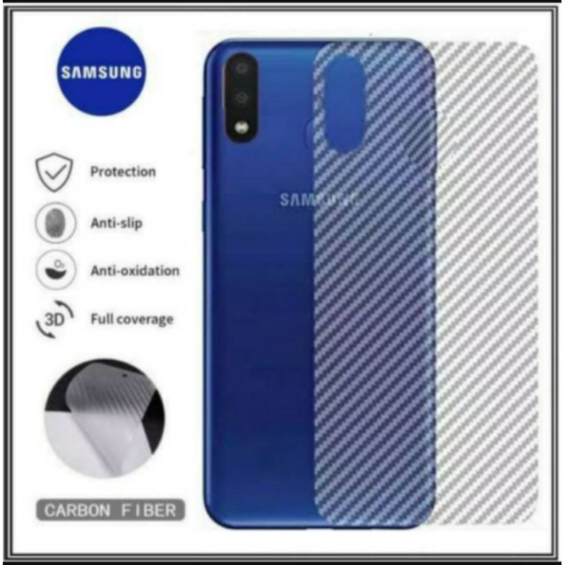 Garskin Carbon Samsung Galaxy A01 2020 Skin Back Protector Anti Gores Belakang Hp Anti Jamur