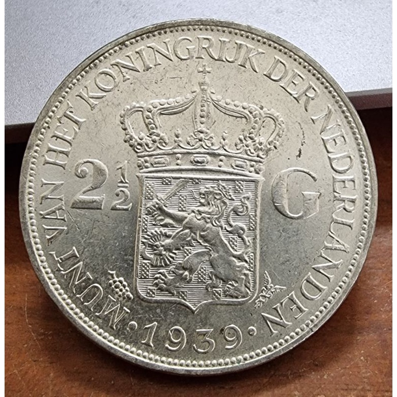 Image of koin kuno 2,5 Gulden Wilhelmina 1939 XF to aU #0