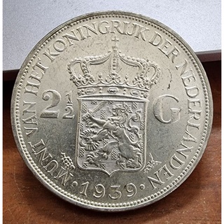Image of thu nhỏ koin kuno 2,5 Gulden Wilhelmina 1939 XF to aU #0