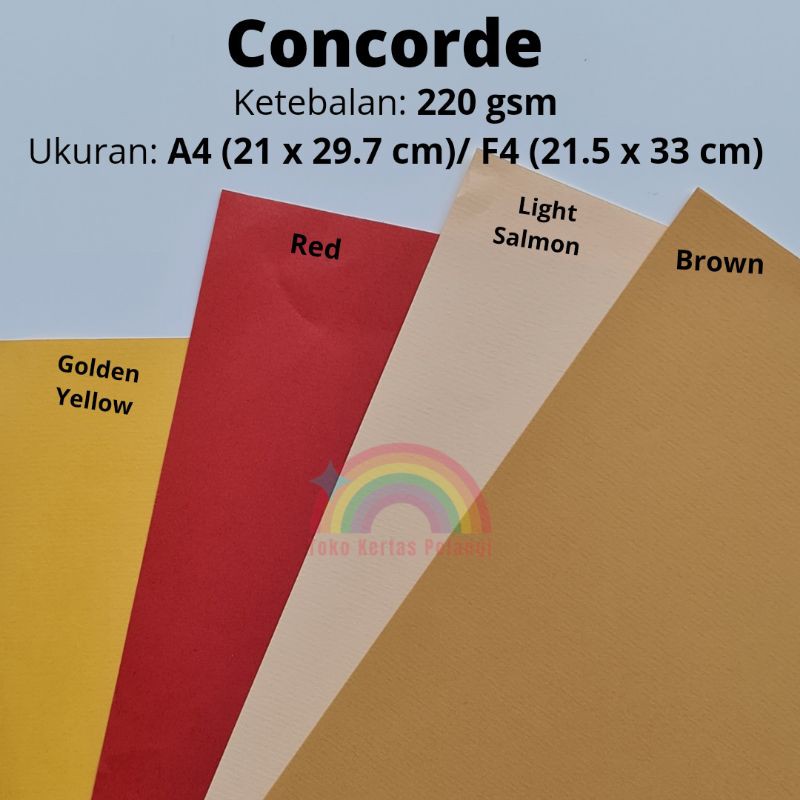 

kertas karton concorde 220gsm isi per 50 pcs ukuran A4 /F4