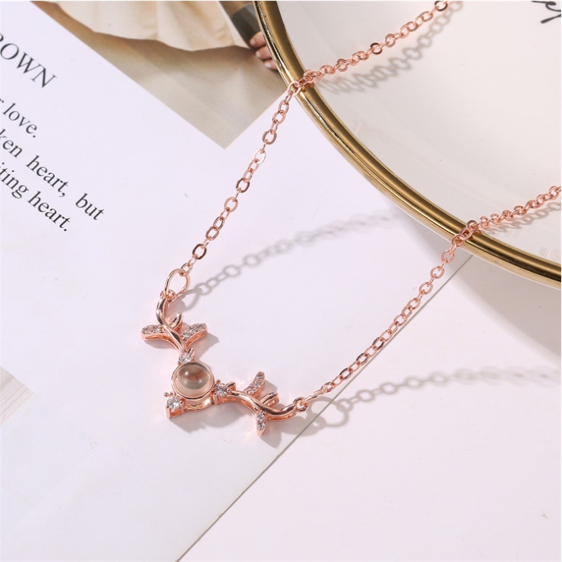 Kalung tanduk 100 bahasa I love you projection necklace Seekor rusa memiliki Anda