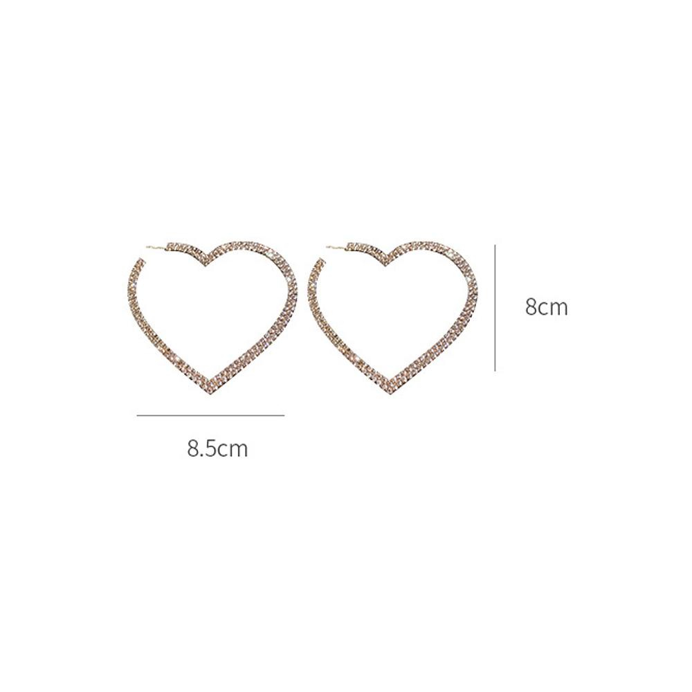 R-flower Big Heart Hoop Earrings Fashion Hadiah Kristal Pernikahan