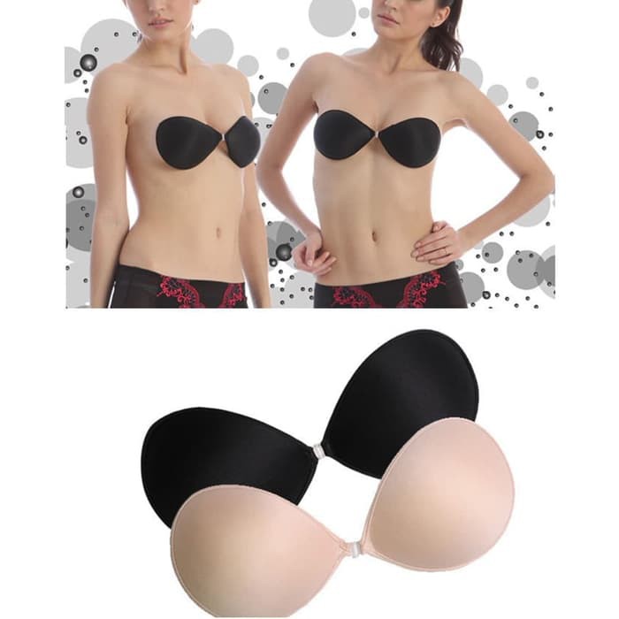 Jual NR Bra Tempel Backless Padded Nu Free Bra Invisible Silicon Bra Wing Bra BLACK C