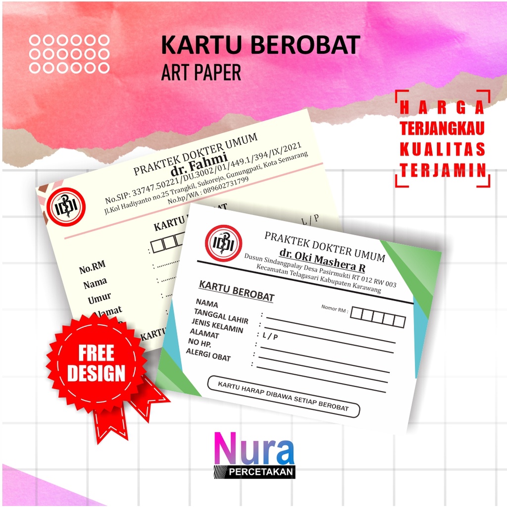 

KARTU BEROBAT CUSTOM / KARTU AKSEPTOR KB - NURA PRINTING