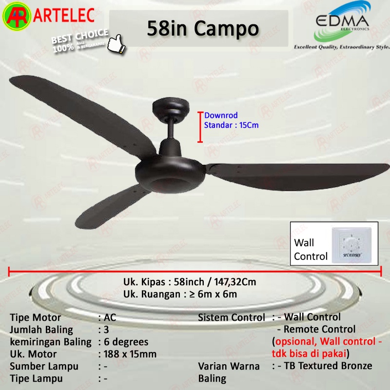 Kipas Angin Gantung MT EDMA 58in CAMPO Kipas Angin Dekorasi Kipas Angin Plafon mt edma
