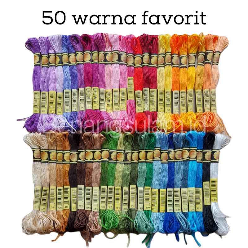50 warna favorit benang sulam CXC. Kode similiar DMC