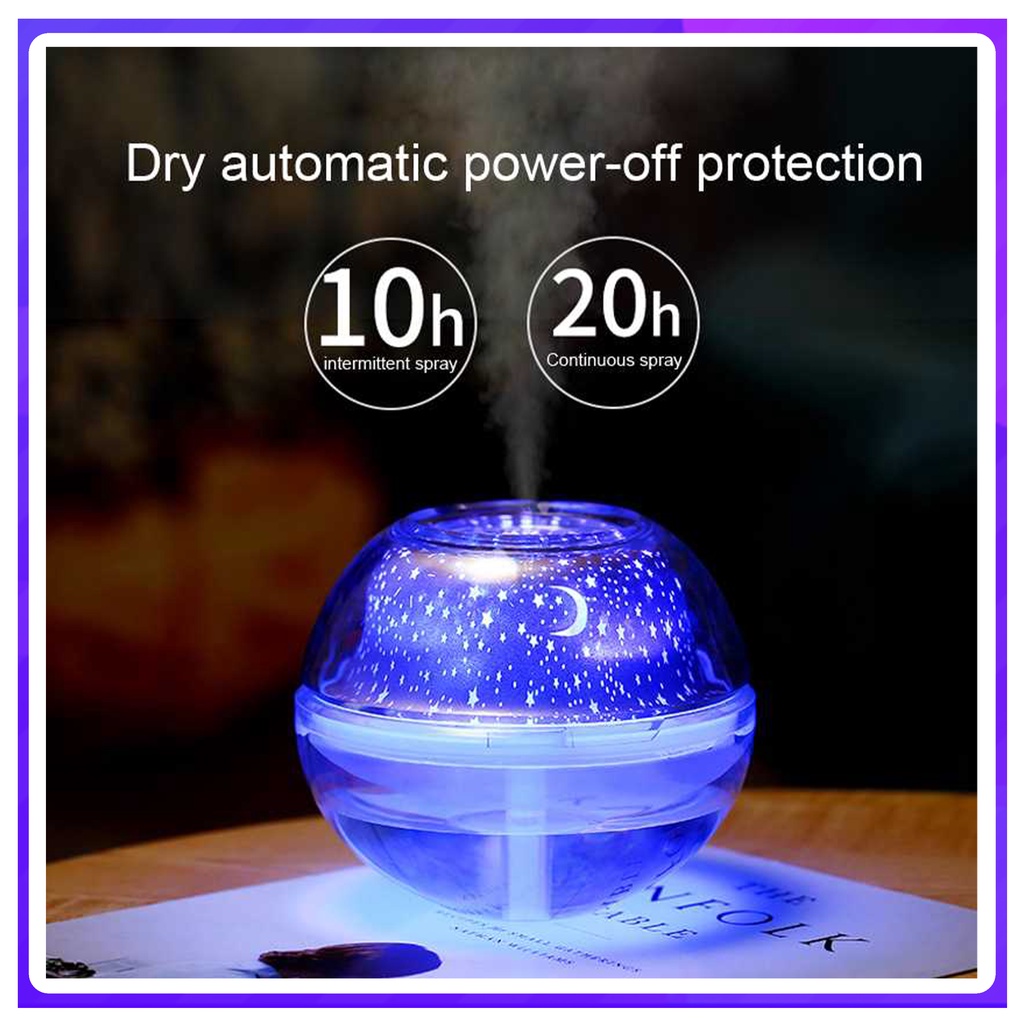 HUMI Lampu Tidur Humidifier LED Night Projection Lamp Bonus Essential Oil - Taffware