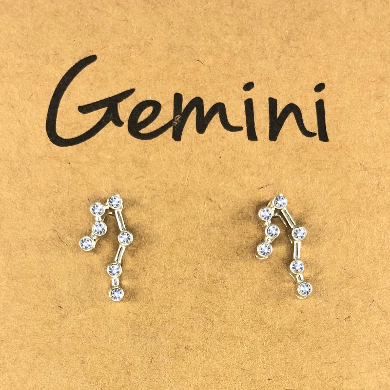 Anting Tusuk Bentuk Botol Minum Motif Zodiak Taurus Warna Goldsilver Untuk Wanita