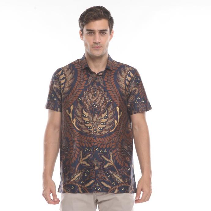 MOC Kemeja Batik Lengan Panjang Pria Slim Fit AAREN-NAVY