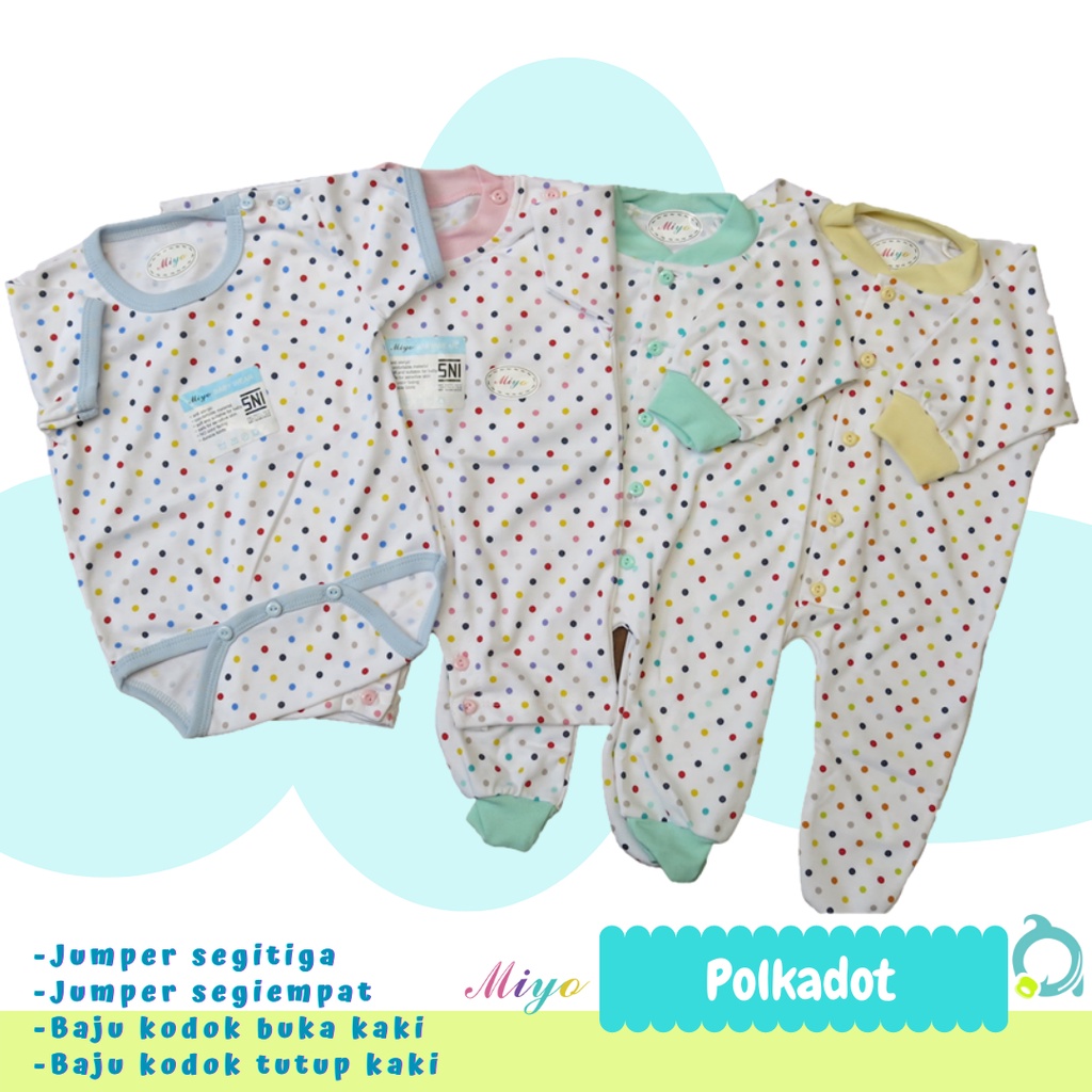 MIYO Baju Kodok Tutup | Buka Kaki | Jumper | Romper Polkadot Size Newborn (1 pcs)