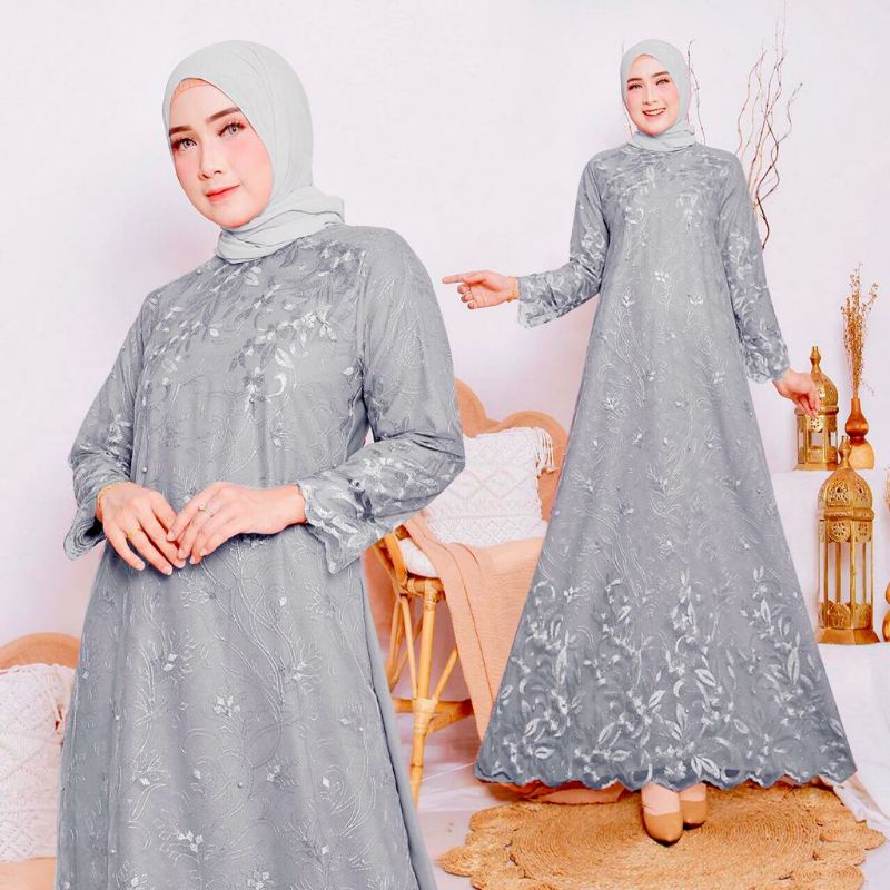 [Model Baru] Gamis Zuha / Maxi Brukat Mewah/ Seragam/ Wanita/ Kondangan/ Jumbo