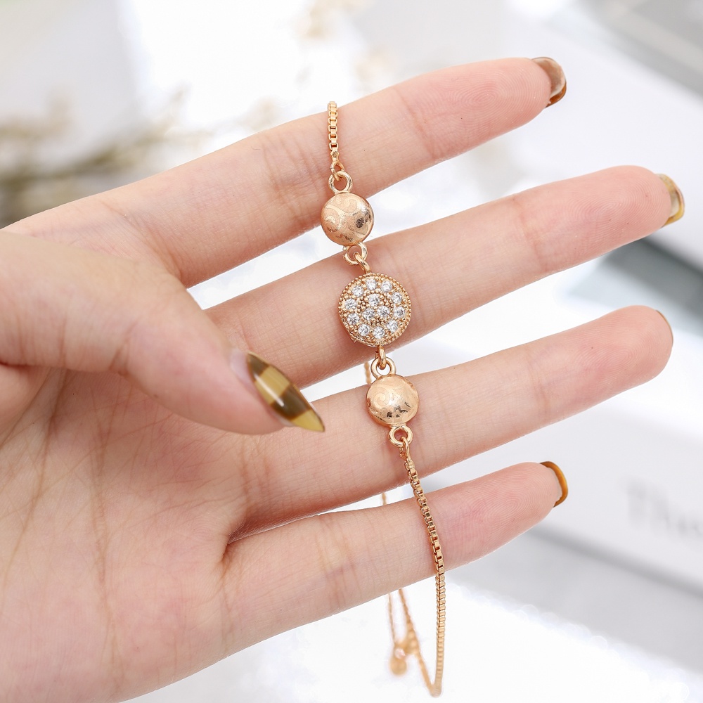 ✅COD Gelang Wanita Titanium Anti Karat Serut Cantik Liontin Berlian Aksesoris Fashion Gelang Perhiasan Emas D386