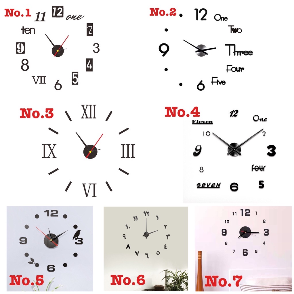 WJ0067 Jam Dinding DIY 3D Diameter 40cm Dekorasi Rumah Ruangan Kantor Wall Clock DIY